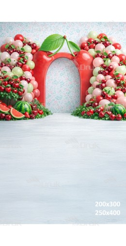 Tło fotograficzne „Wiśniowa brama – soczysta letnia kompozycja” | UB_787